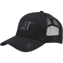 Caterpillar Raised Logo Cotton Black Baseball Caps