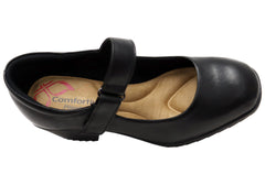 Comfortiva Hayes Womens Leather Wide Fit Mid Heel Mary Jane Shoes