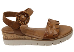 Tamaris Drewberry Womens Comfortable Leather Low Wedge Sandals