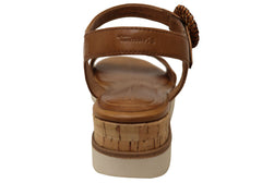 Tamaris Drewberry Womens Comfortable Leather Low Wedge Sandals