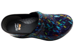Dansko Womens XP 2.0 Patent Leather Clogs Shoes Blue Knit