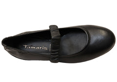 Tamaris Casandra Womens Comfortable Black Leather Mary Jane Shoes