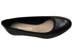 Tamaris Alice Womens Comfortable Black Leather Wedge Shoes