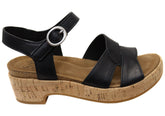 Sofft Capri Womens Leather Low Heel Sandals With Comfortable Footbed
