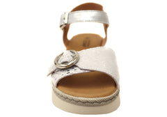 Natural Comfort French Womens Comfortable Leather Sandals Silver