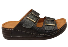 Orizonte Dahliacomfort Womens Comfort European Leather Slides Sandals