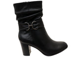 Caprice Edivar Womens Wide Fit Comfortable Leather Heeled Ankle Boots