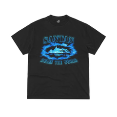 Corteiz Santan Alcatraz Tee Black/Blue Flame