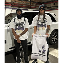 D Block Europe x Broken Planet Market Rolling Stone T-Shirt - Snow White