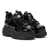 Buffalo London 2.0 Patent Womens Black Trainers