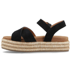 Hush Puppies Rosa Rafia Sandal Leather Women's Black Sandals