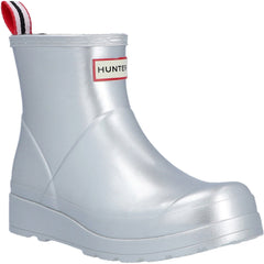Hunter Play Short Boot Metallic Rubber Women's Silver Wellington Boots