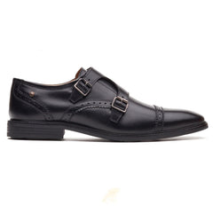 Base London Henley Monk Leather Men's Black Double Monk Shoes