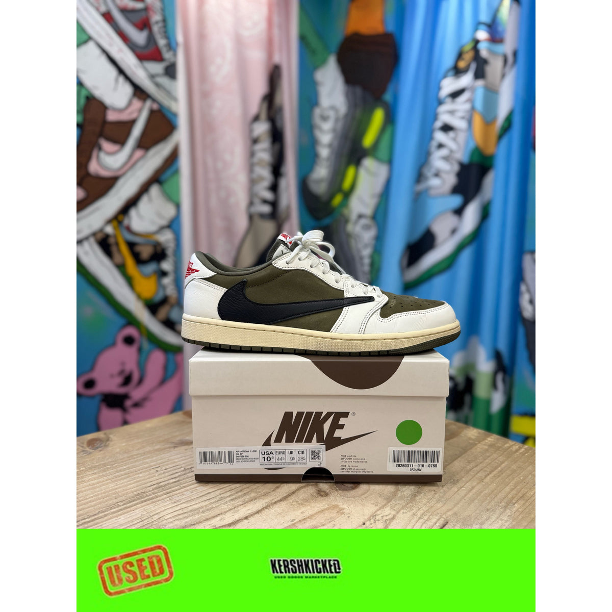 Jordan 1 Low travis scott Medium Olive UK 9.5