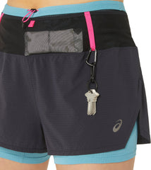 Asics FujiTrail 2 in 1 Womens Running Shorts - Black