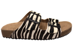 Via Paula Hilda Womens Leather Comfort Slides Sandals Made in Brazil