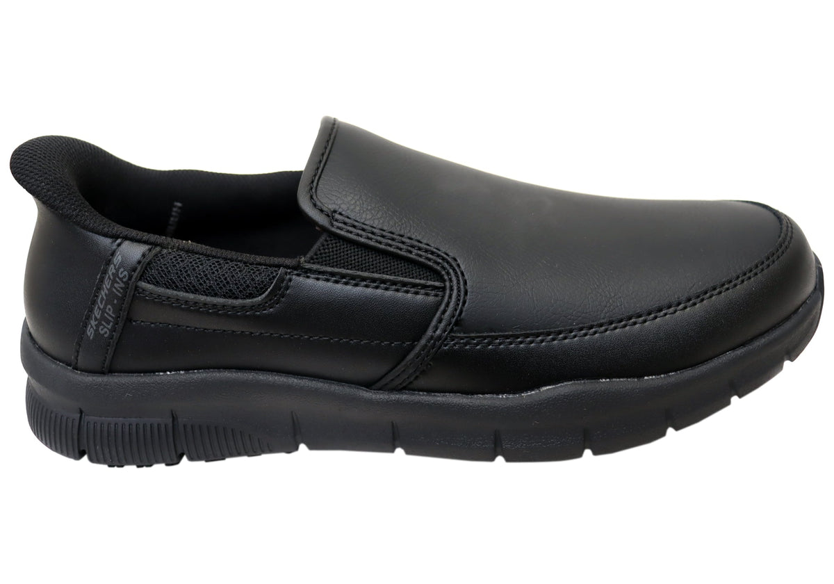 Skechers Mens Slip Ins Work Nampa Broxtin Leather Slip Resistant Shoes