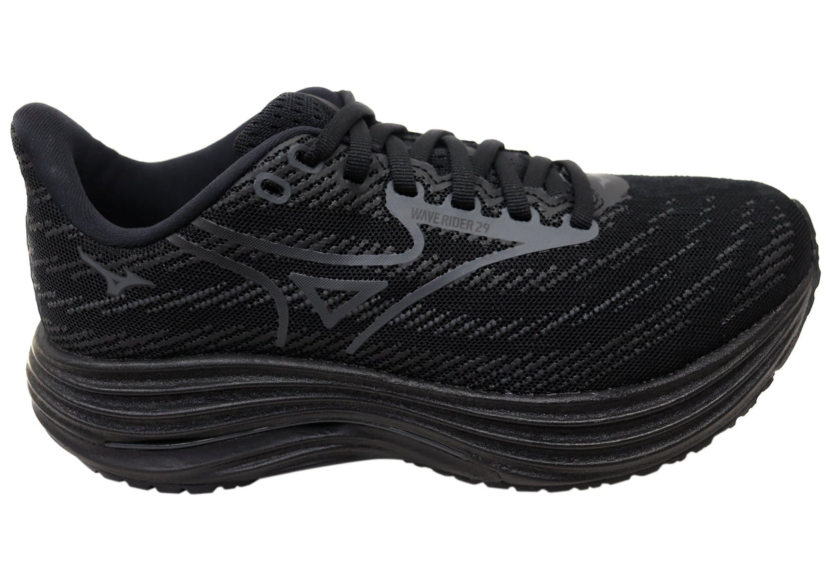 Mizuno Mens Wave Rider 29 Running Shoes 2E Wide Fit Estate Black Iron