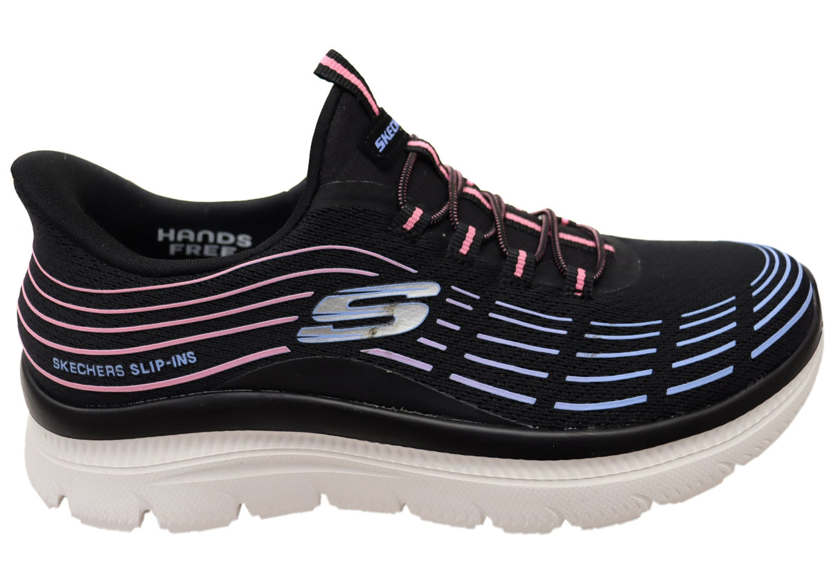 Skechers Womens Slip Ins Summits Plus Bright Wave Shoes Black Multi