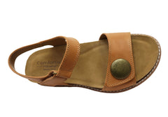 Comfortiva Gwen Womens Comfort Footbed Wide Fit Leather Sandals