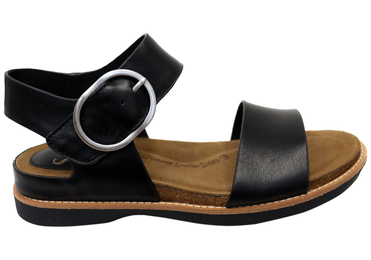 Sofft Bali Womens Leather Sandals With Cushioned Comfort Footbed