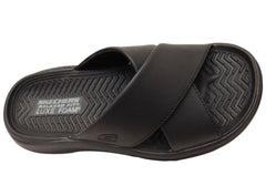 Skechers Mens Relaxed Fit Sargo Denal Leather Slides Sandals
