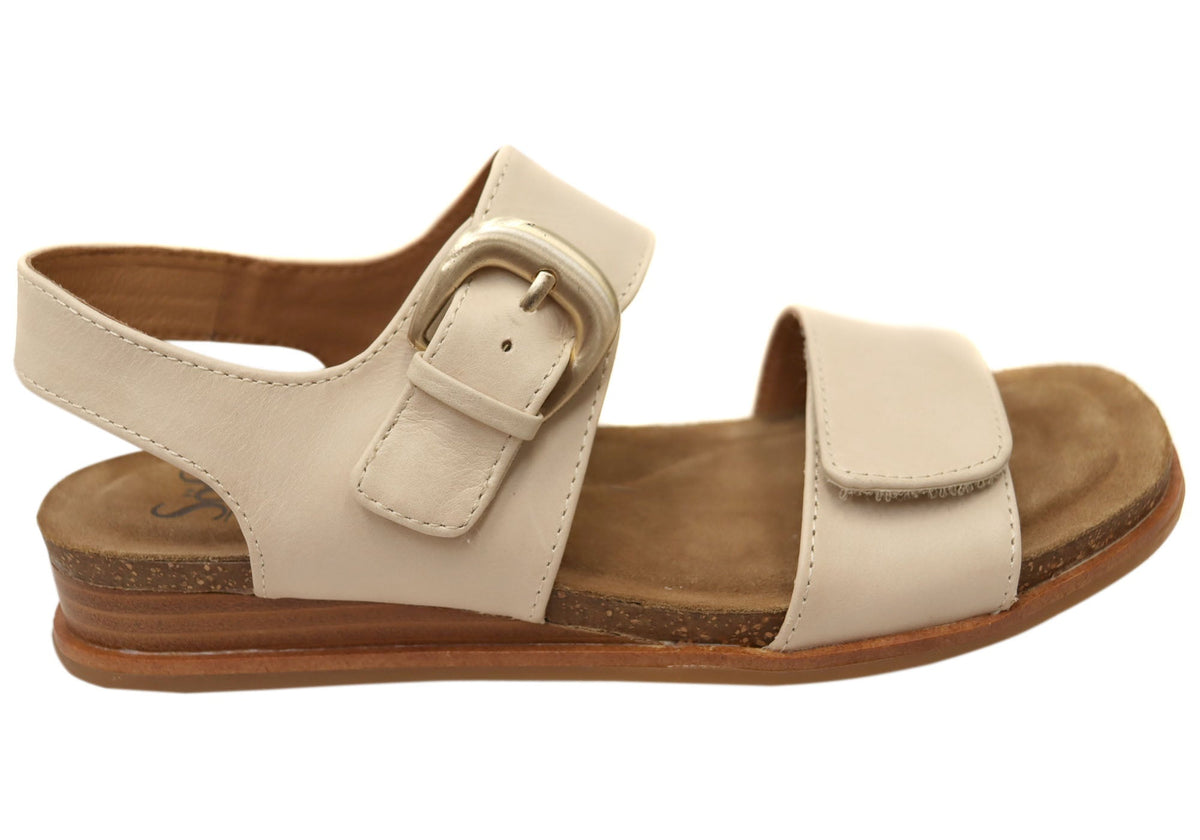 Sofft Peggie Womens Leather Sandals With Comfortable Footbed