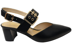 Florsheim Womens Comfortable Leather Adriana Point Toe Block Heels