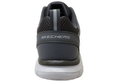 Skechers Mens Track Broader Comfortable Lace Up Shoes Grey Charcoal