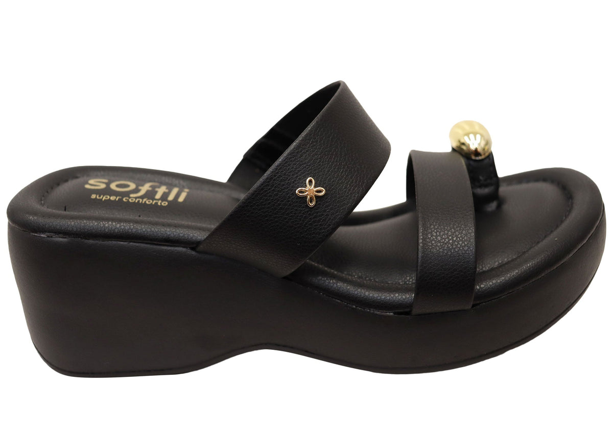Softli Mia Womens Brazilian Comfort Footbed Platform Thongs Sandals