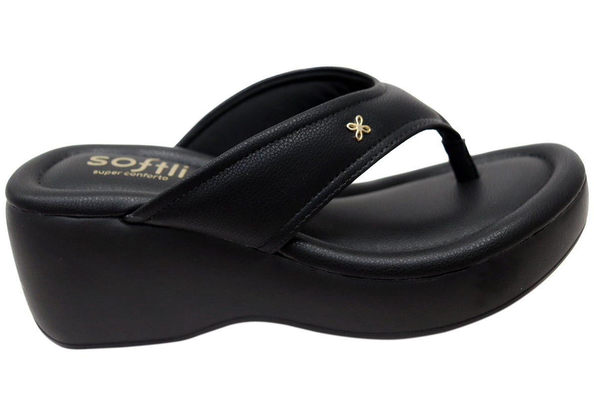 Softli Vaniya Womens Brazilian Comfort Footbed Platform Thongs Sandals