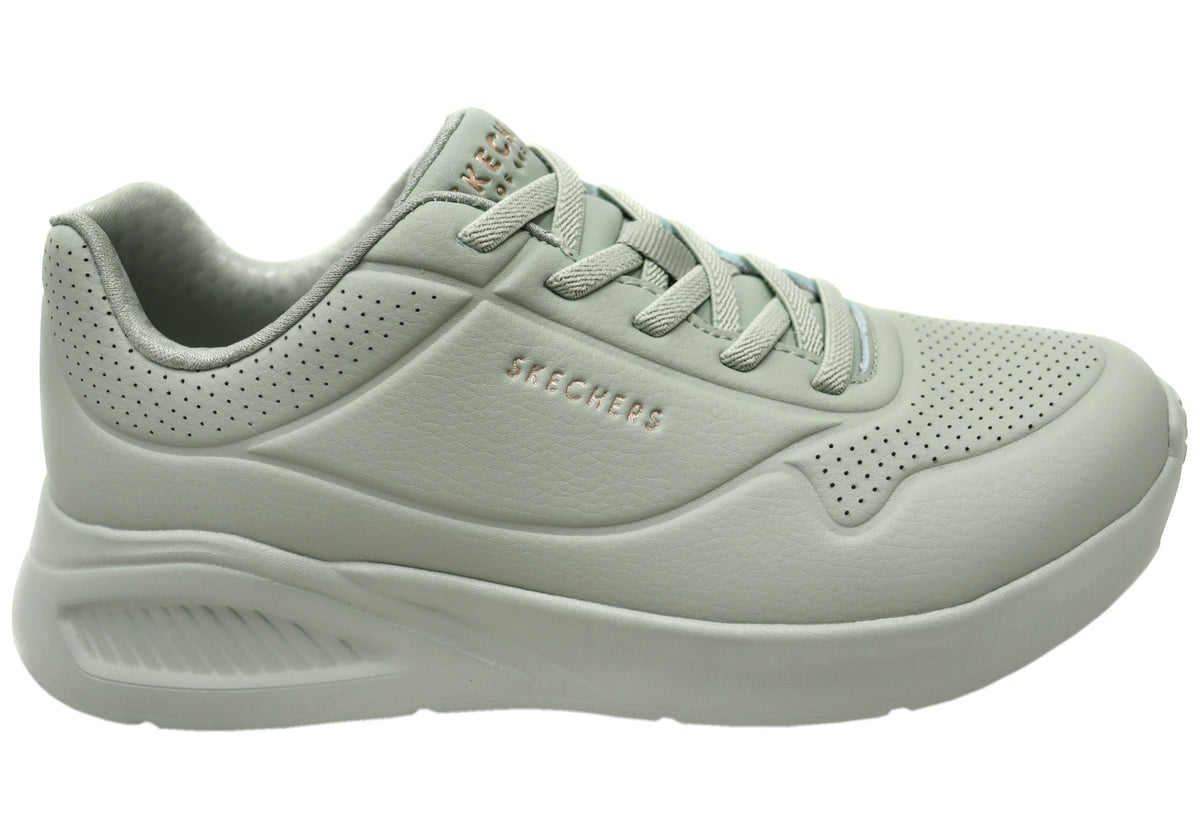 Skechers Womens Uno Lite Lite Work Comfortable Slip On Shoes Sage