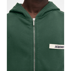 Jacquemus Gros Grain Logo Zipped Hoodie Dark Green