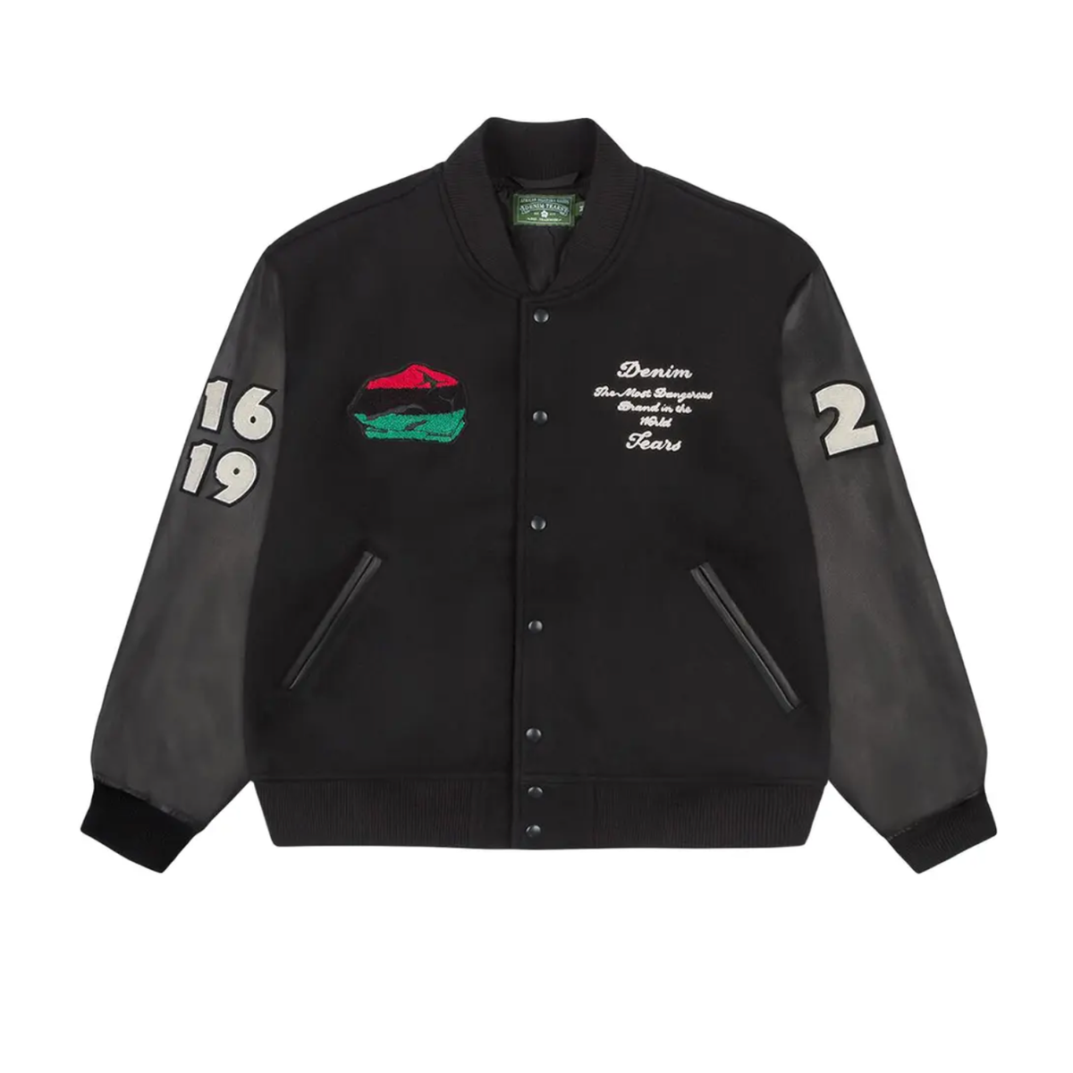 Denim Tears Peace Wreath Varsity Jacket Black
