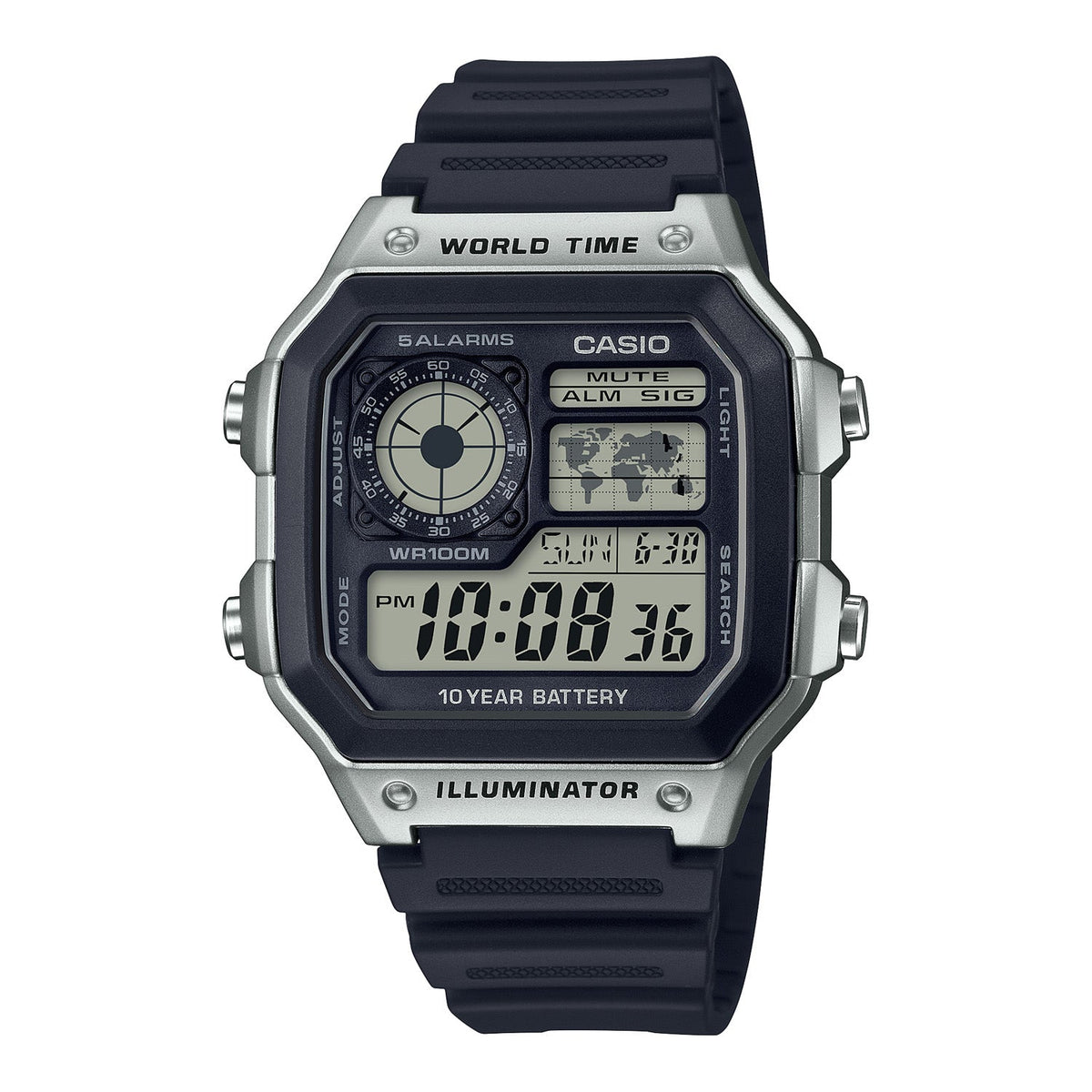 Casio Illuminator Black Silver AE1200WH-1C