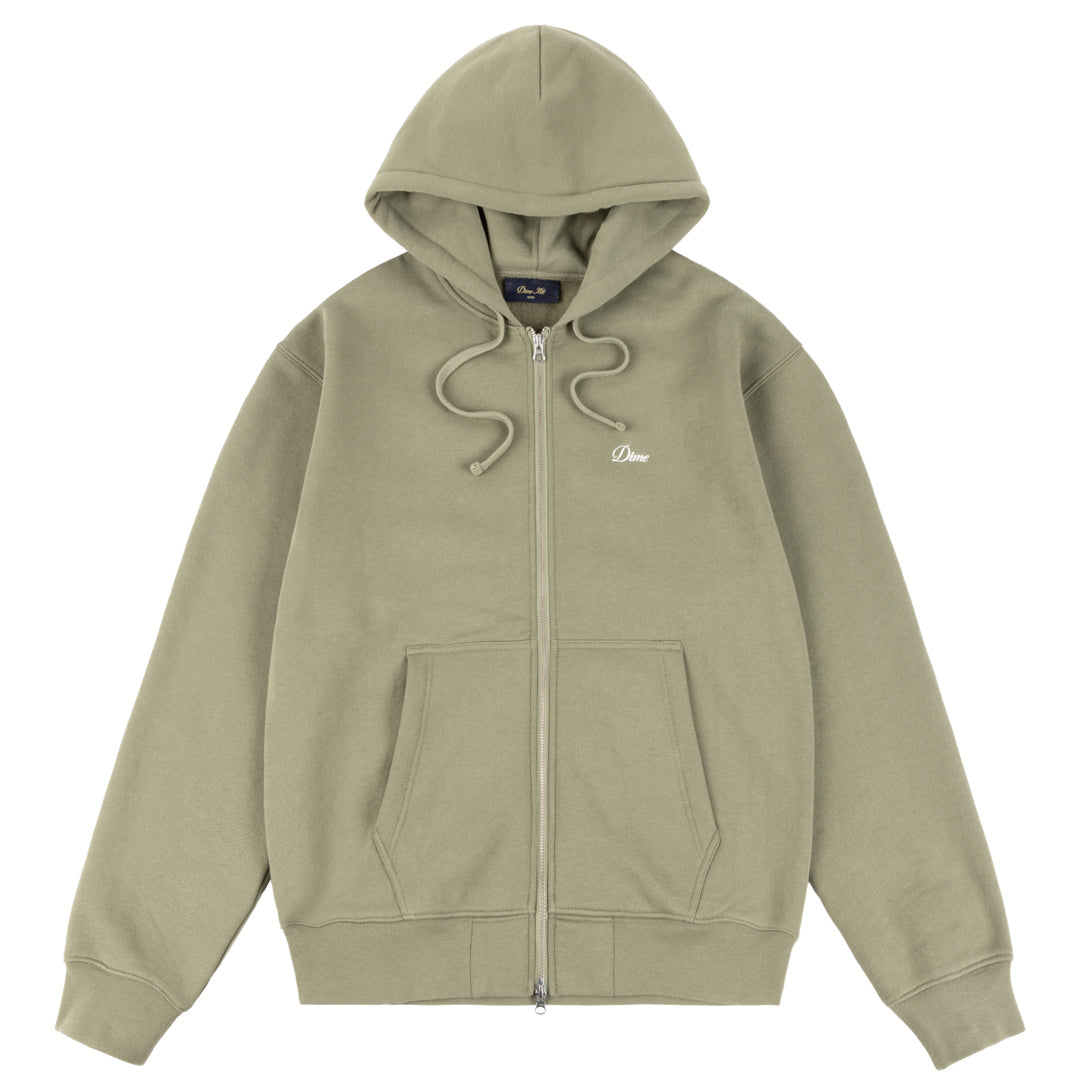 Dime Cursive Zip Hoodie Army Green