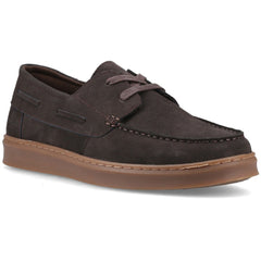 Hush Puppies Madden Boat Shoe Leather Men's Chocolate Boat Shoes