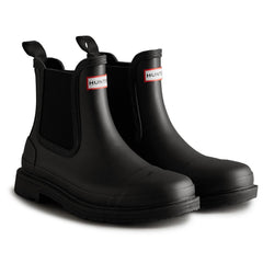Hunter Womens Matt Black Commando Chelsea Boots