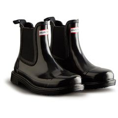 Hunter Womens Gloss Black WFS1018RGL-BLK Commando Gloss Chelsea Boots