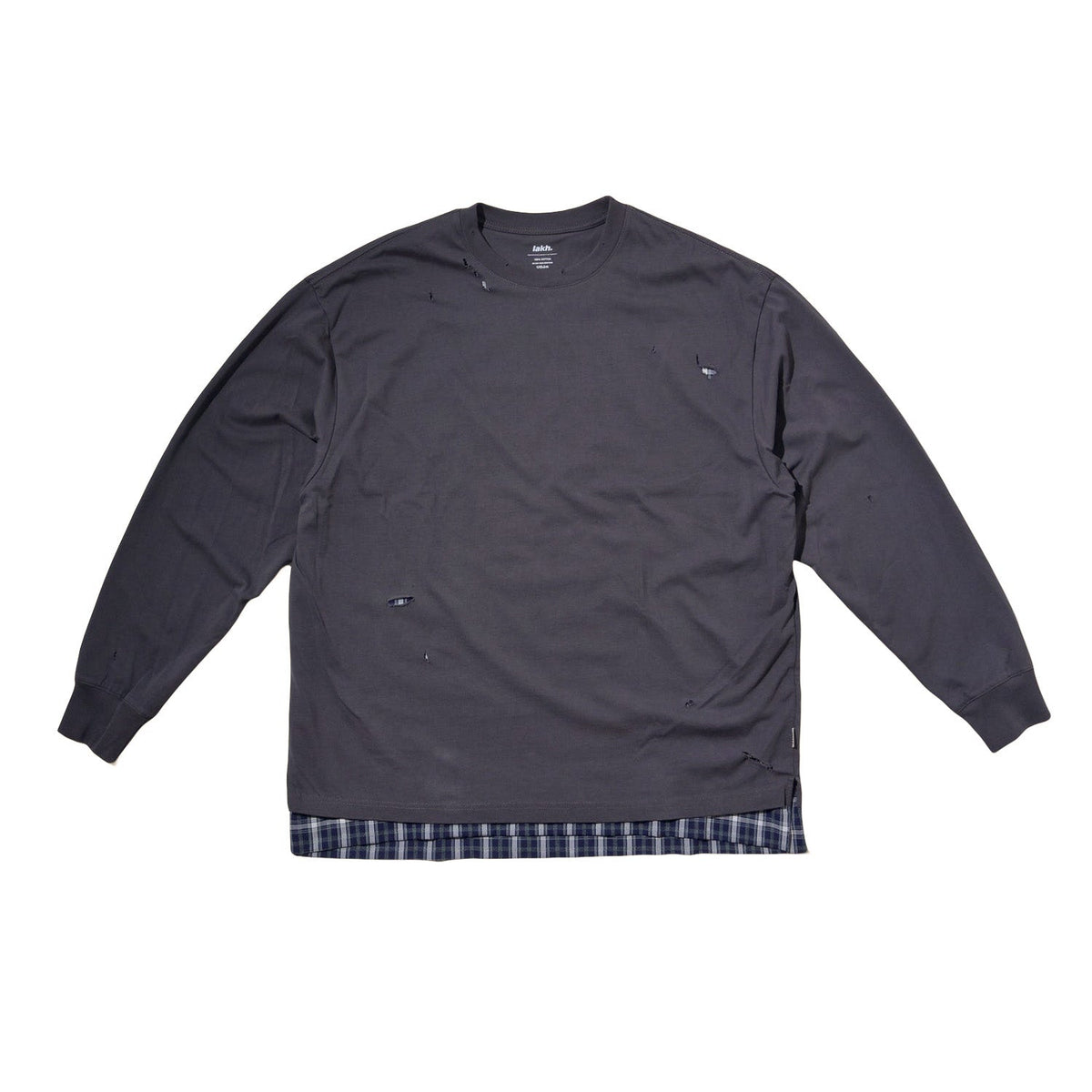 LAKH Distressed Patch Layering Tee DK Grey